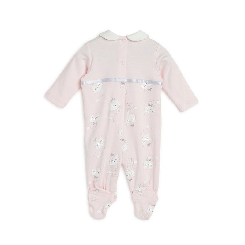 Girls Light Pink Printed Leg Opening Babysuit image number 1
